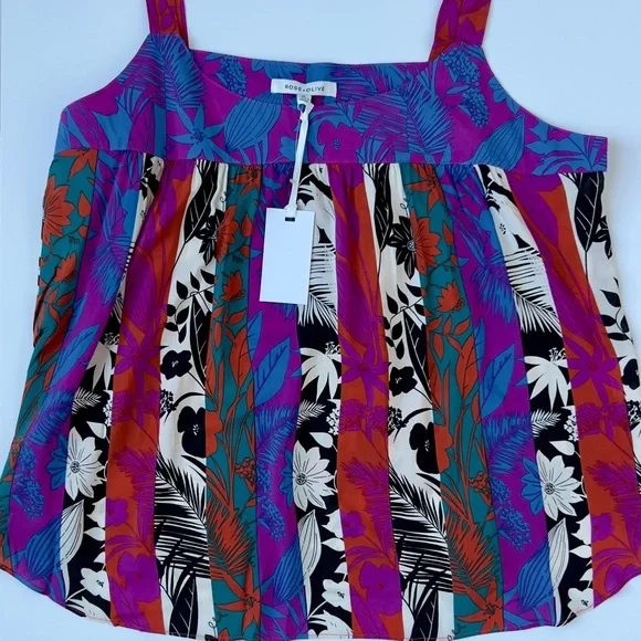 Rose & Olive Vibrant Floral Camisole - Purple, Orange, Black - Picture 1 of 5